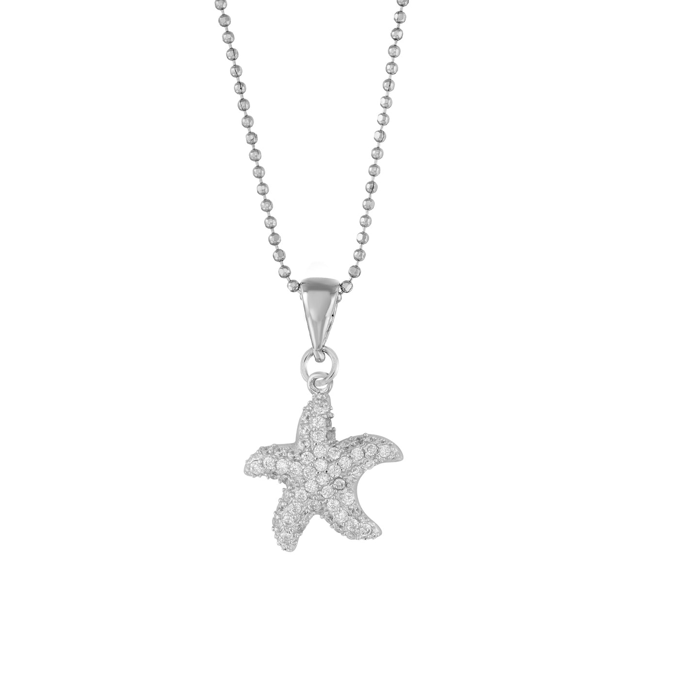 Rebecca Sloane Rhodium Plated Silver CZ Starfish Pendant