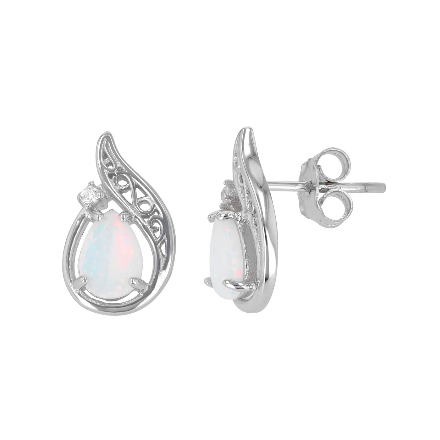 Rebecca Sloane Silver Tear Drop Synthetic White Opal Earring