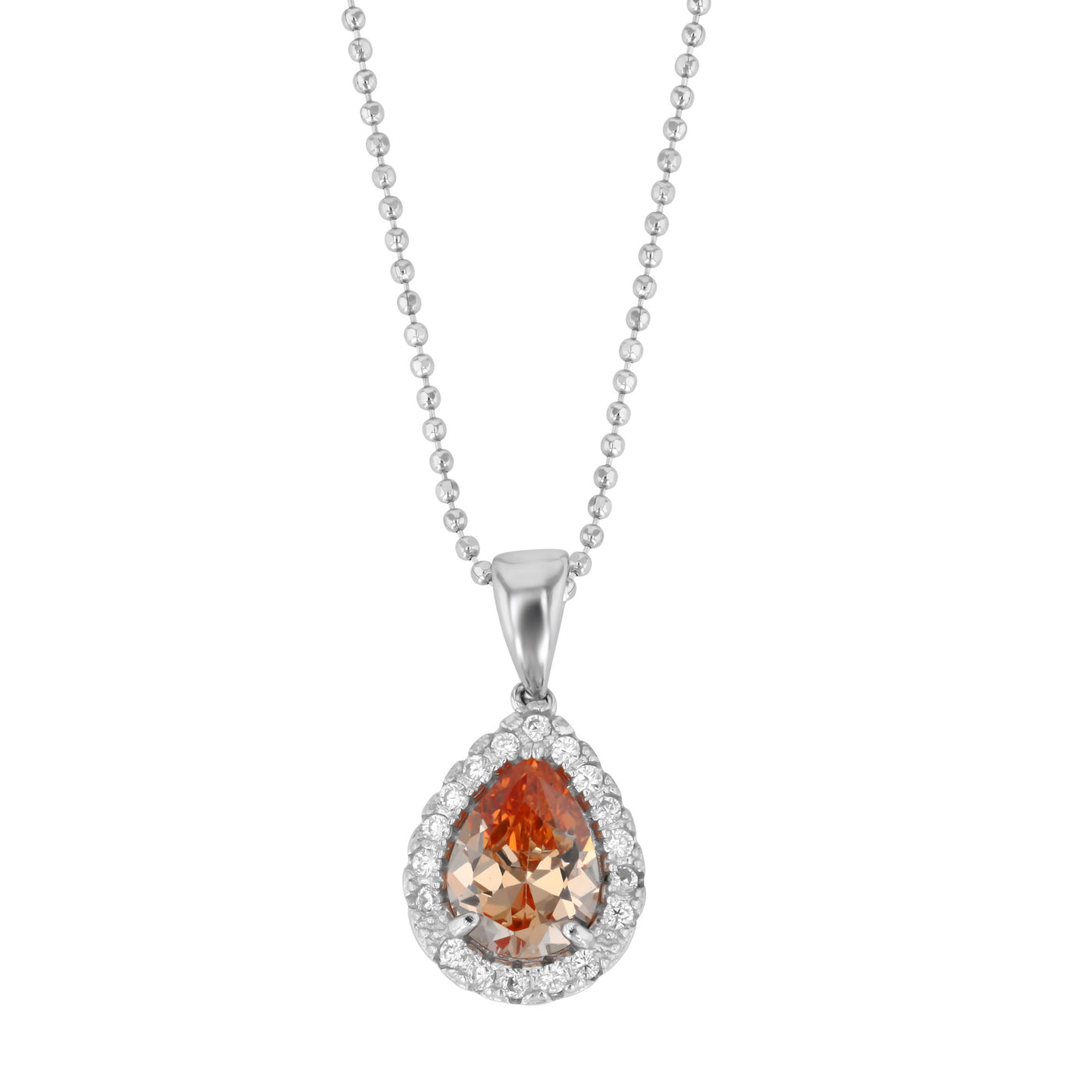 Rebecca Sloane Silver Teardrop with Faceted Champagne CZ Pendant