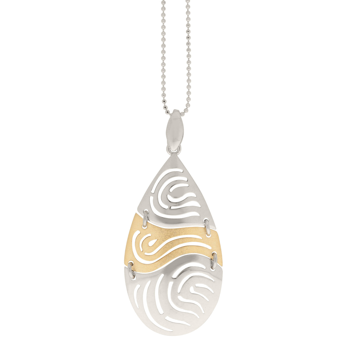 Rebecca Sloane Silver and Gold Station Open Swirl Design Pendant