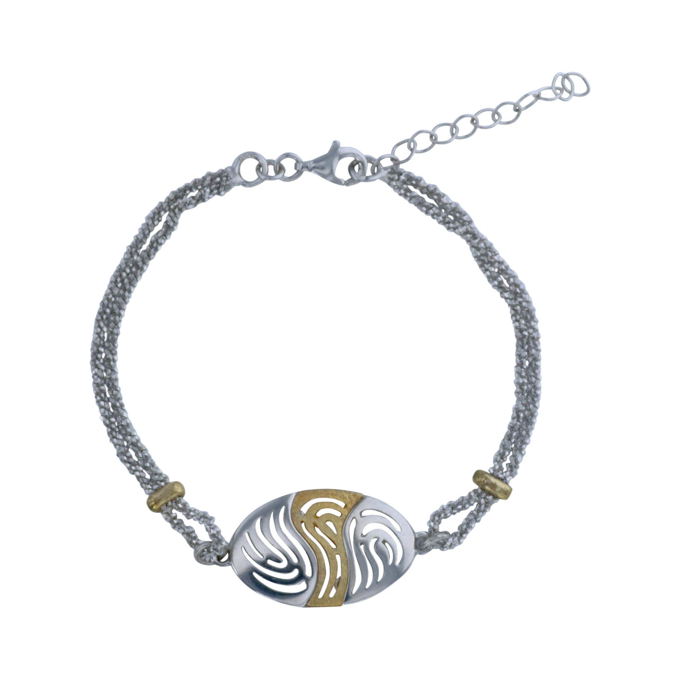 Rebecca Sloane Silver and Gold Open Swirl Design Station Bracelet
