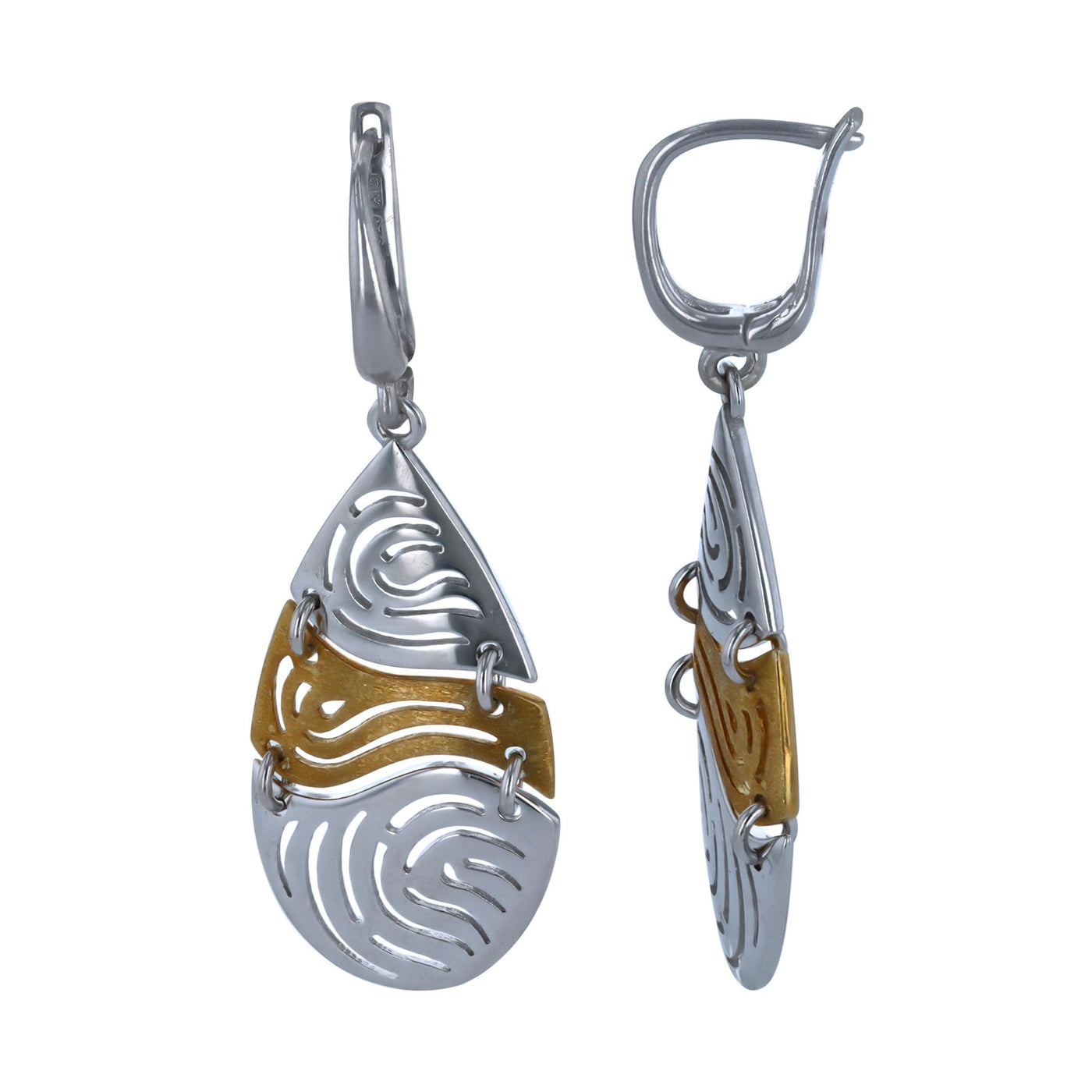 Rebecca Sloane Silver and Gold Plated Open Swirl Design Earrings
