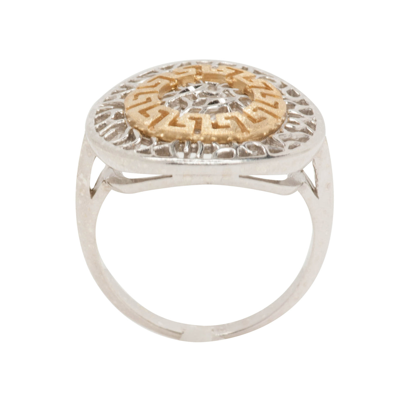 Rebecca Sloane Gold and Silver Accented Greek Key Medallion Ring