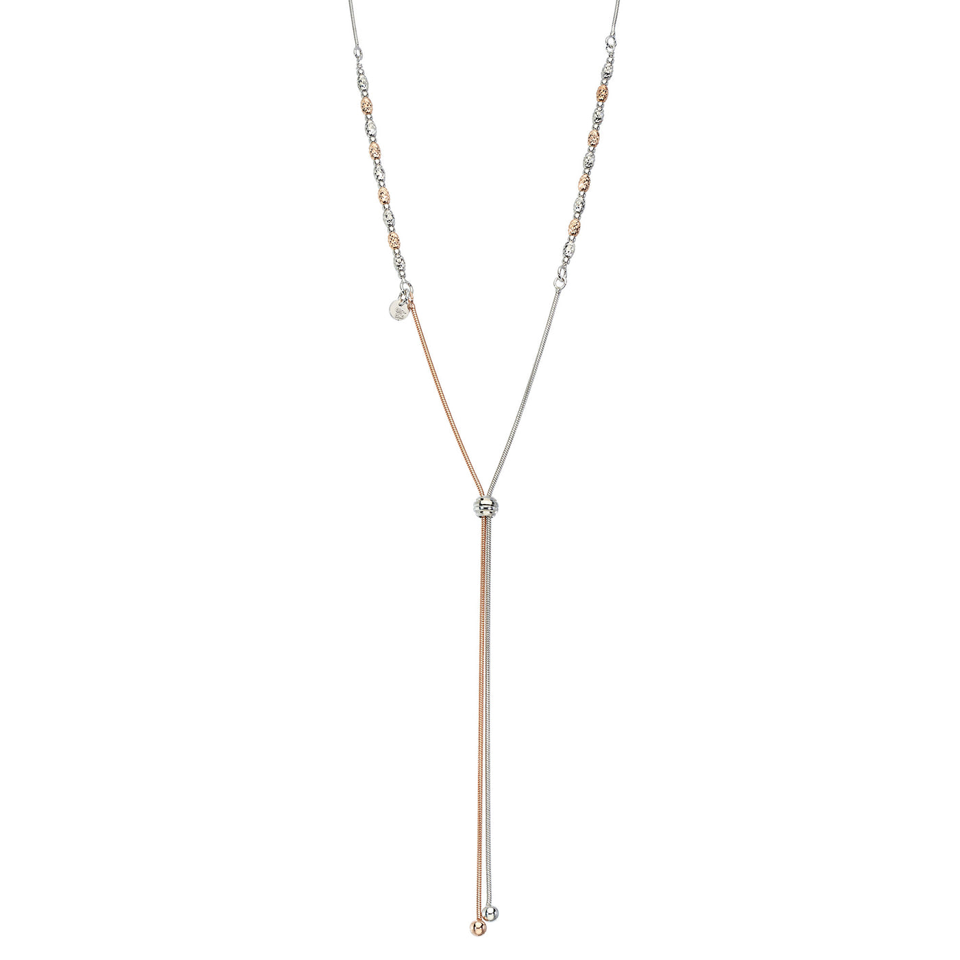 Rebecca Sloane Rose Gold Silver Adjustable DC Dangle Necklace