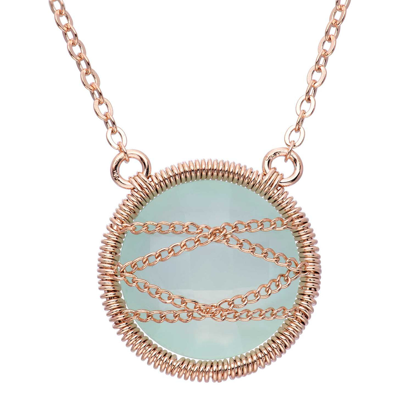 Rebecca Sloane Rose Gold Plated Silver Round Chalcedony Pendant