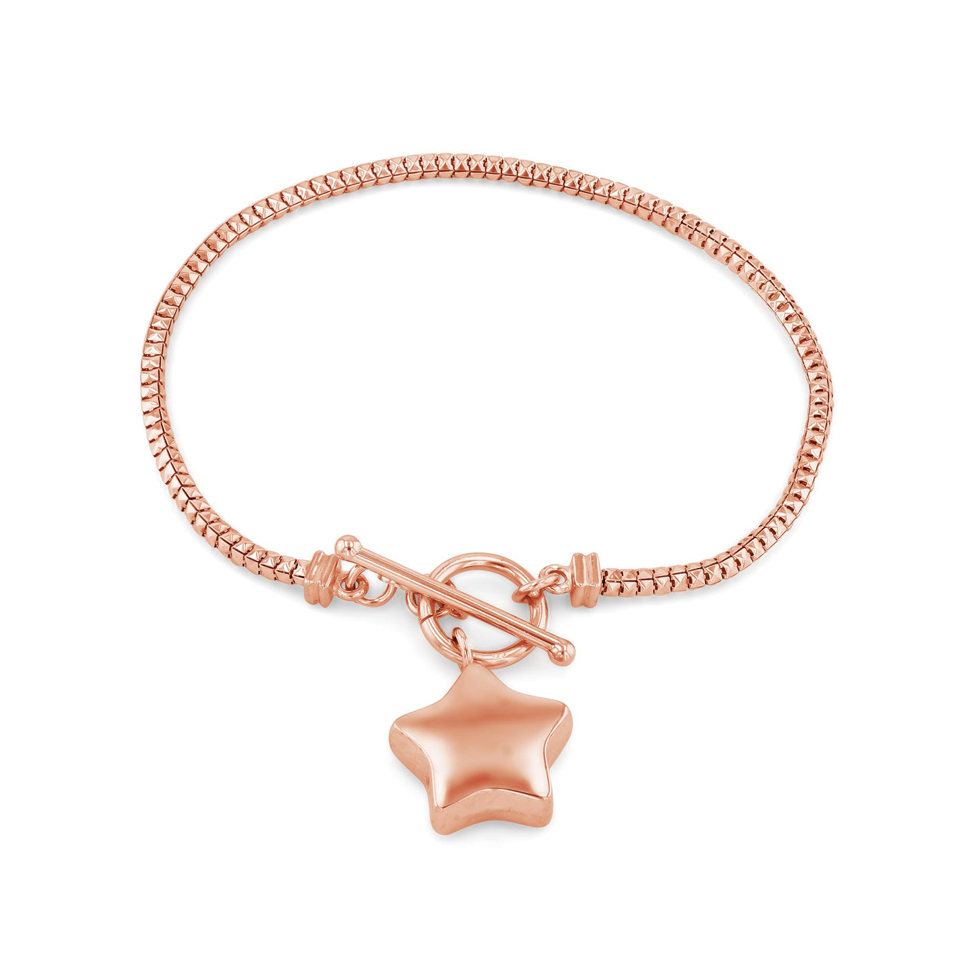 Rebecca Sloane Rose Gold Silver Box Chain Star Charm Bracelet