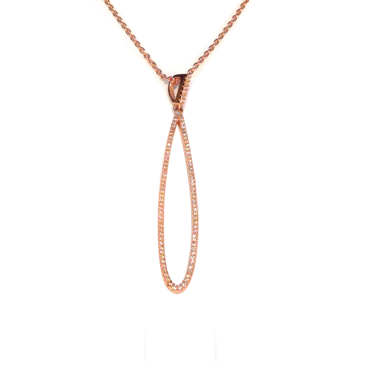 Rebecca Sloane Rose Gold Plated Silver Oval Looped CZ Pendant
