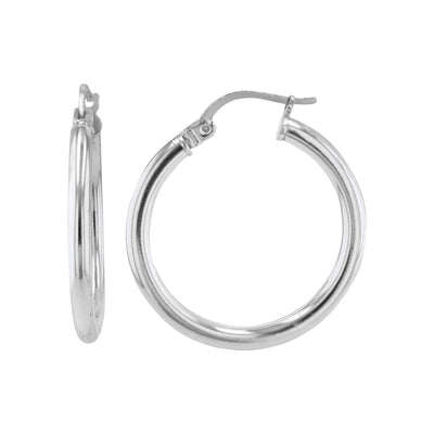 Round 2.5mmx20 Od Polished Silver Earrings