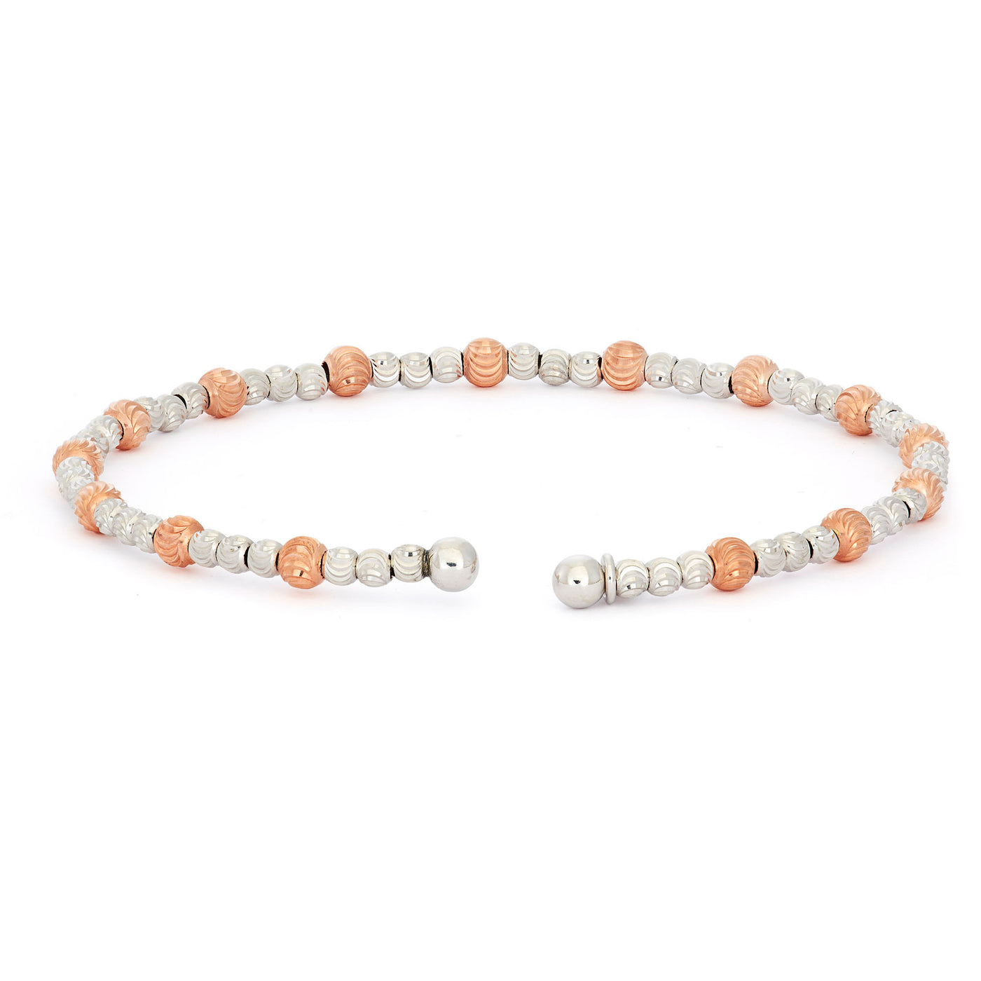 Rebecca Sloane Tri-Color Silver Bracelet With Textured Beads