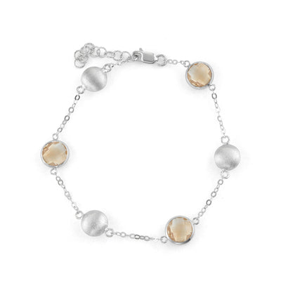 Rebecca Sloane Silver Bead Citrine Round Gemstone Bracelet