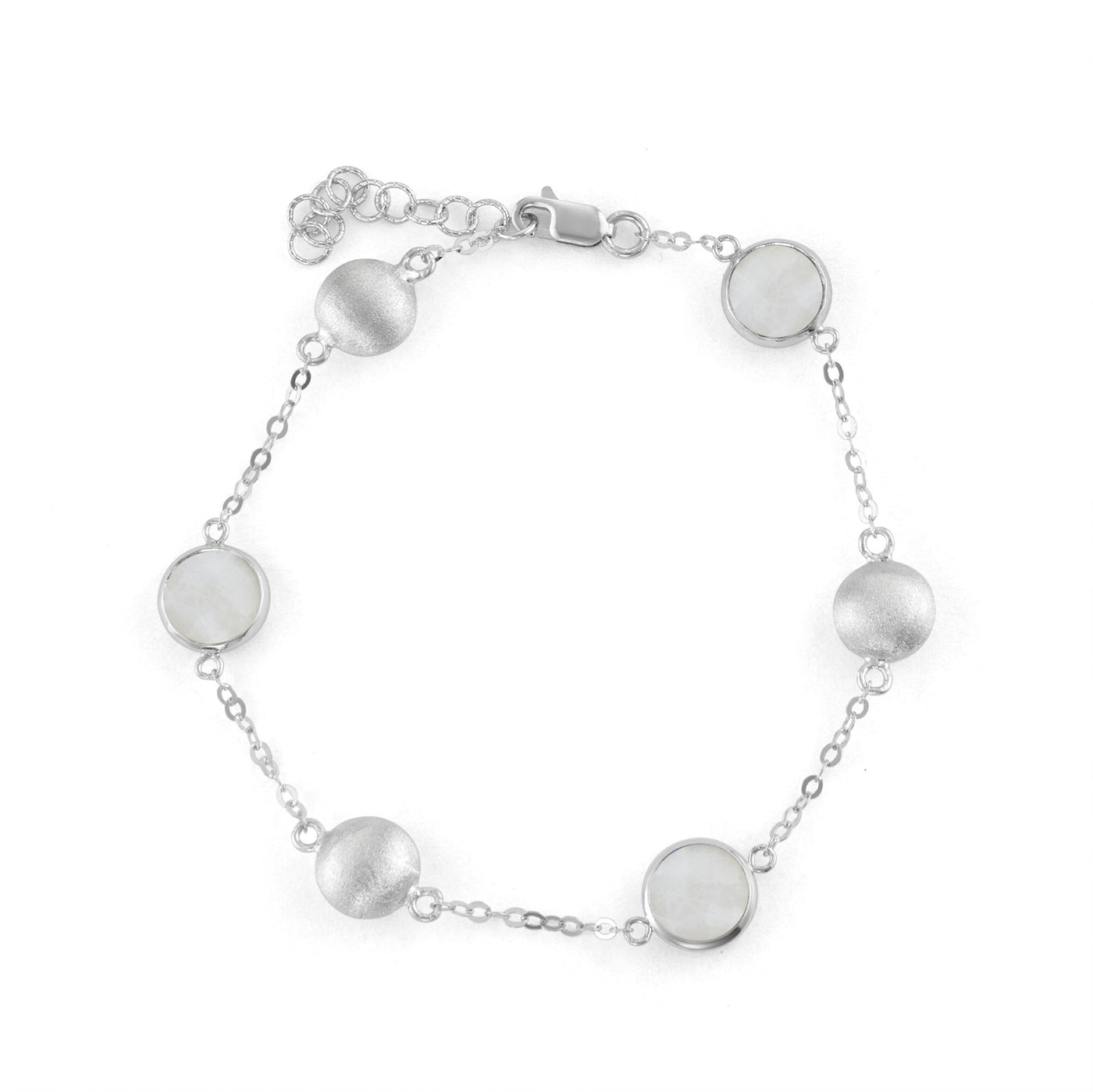 Rebecca Sloane Silver Bead Moonstone Round Gemstone Bracelet