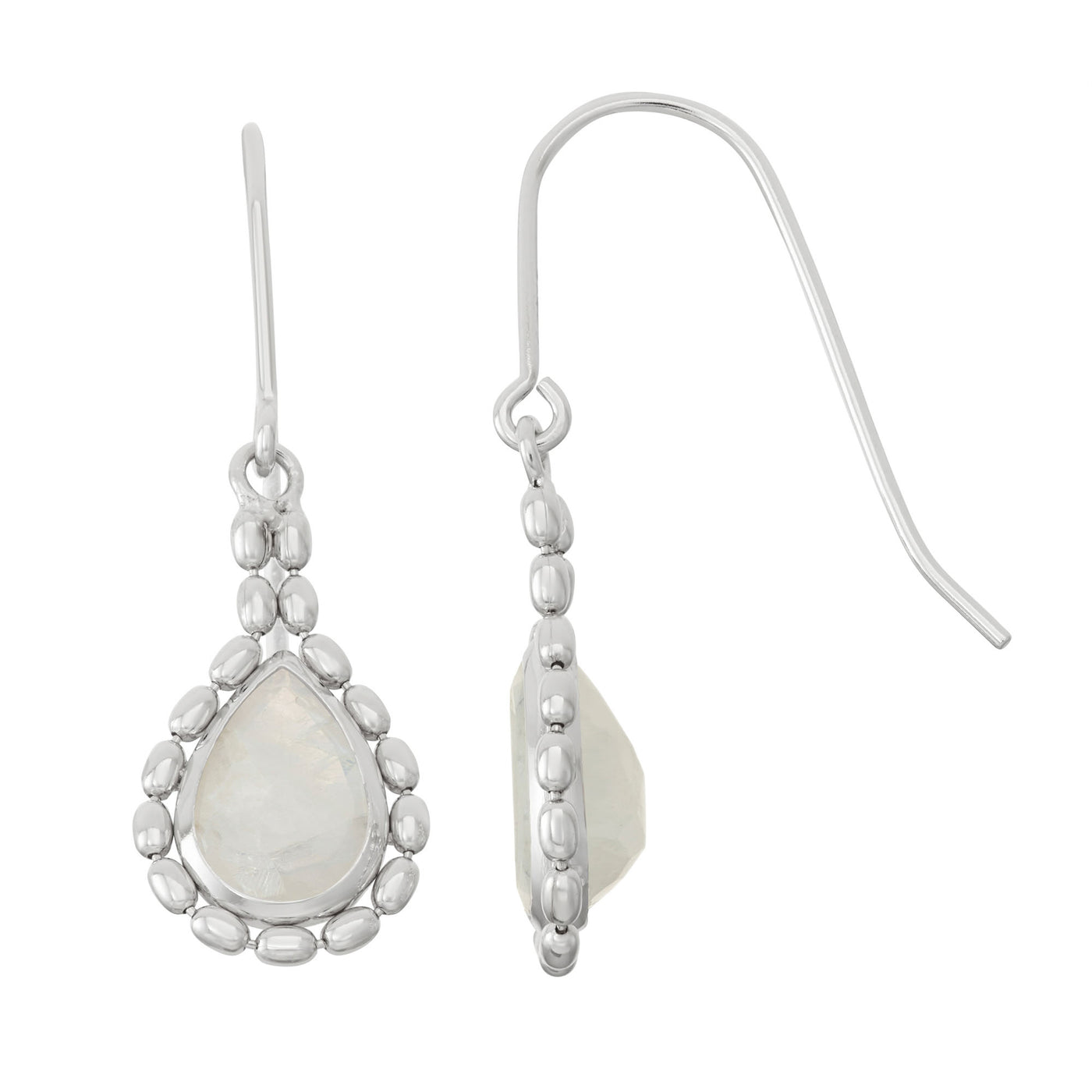 Rebecca Sloane Silver Beads Earring With Amethyst Teardrop Stone