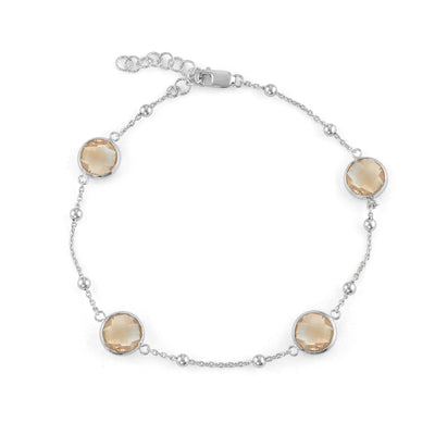Rebecca Sloane Silver Bezel Bracelet Citrine Round Gemstones