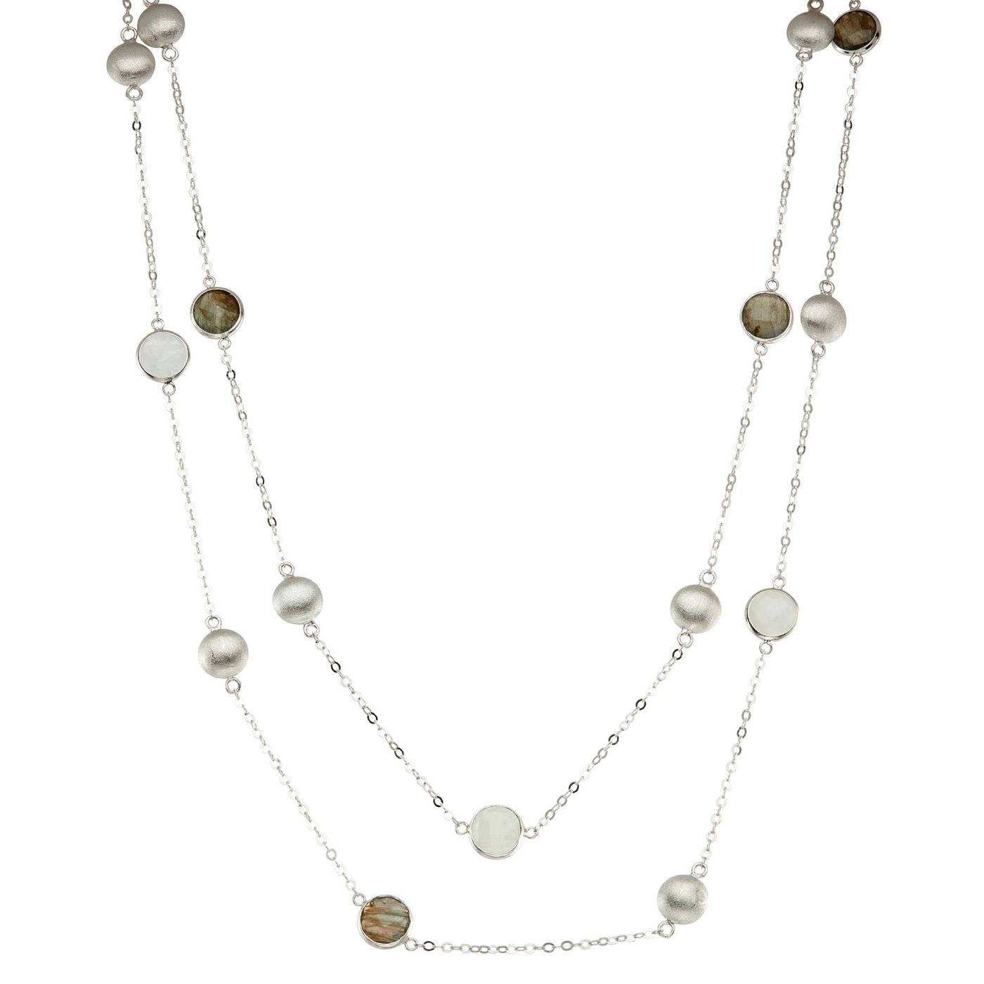 Rebecca Sloane Silver Station Labradorite And Moonstone Necklace