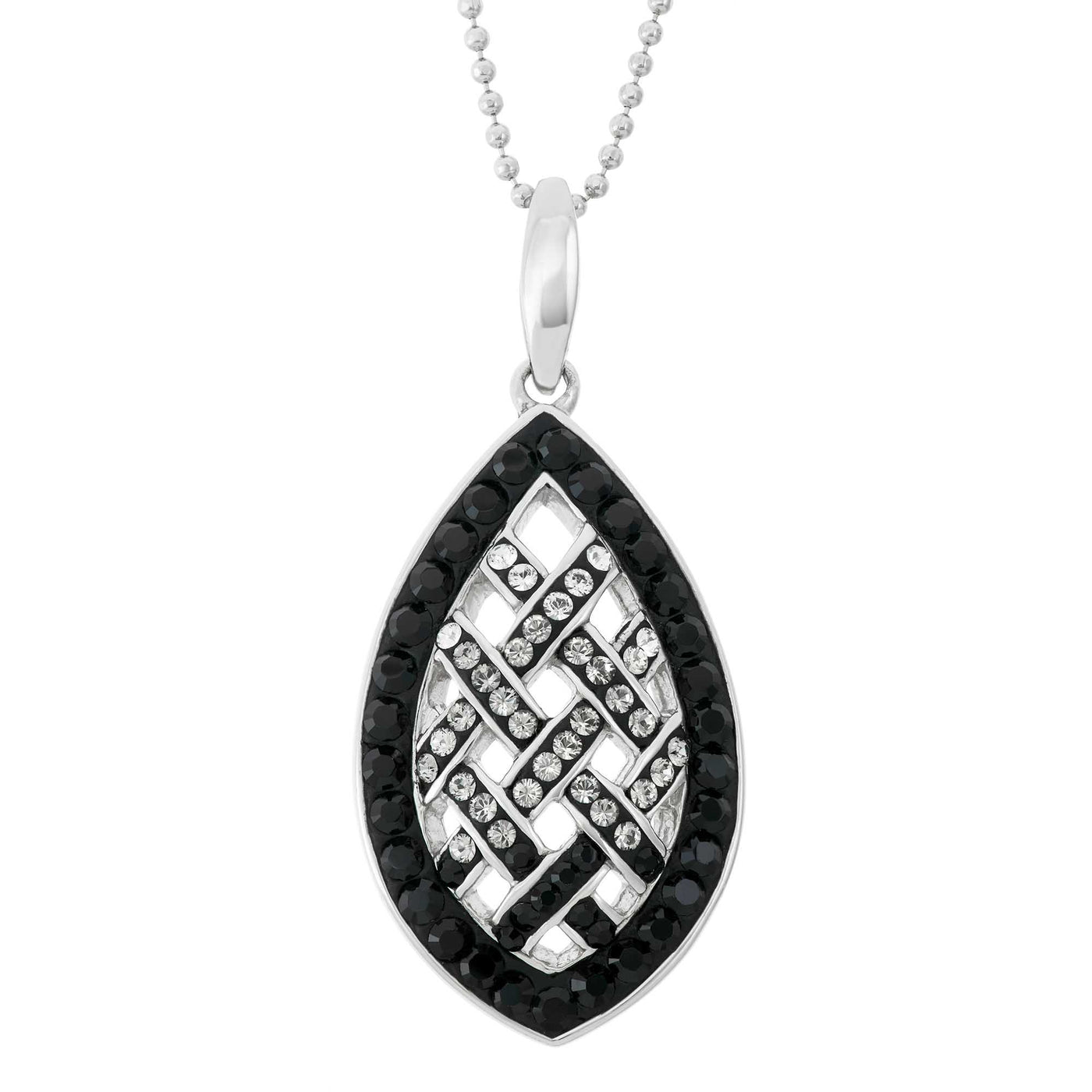 Rebecca Sloane Silver Elliptical and Black Pave Crystal Pendant