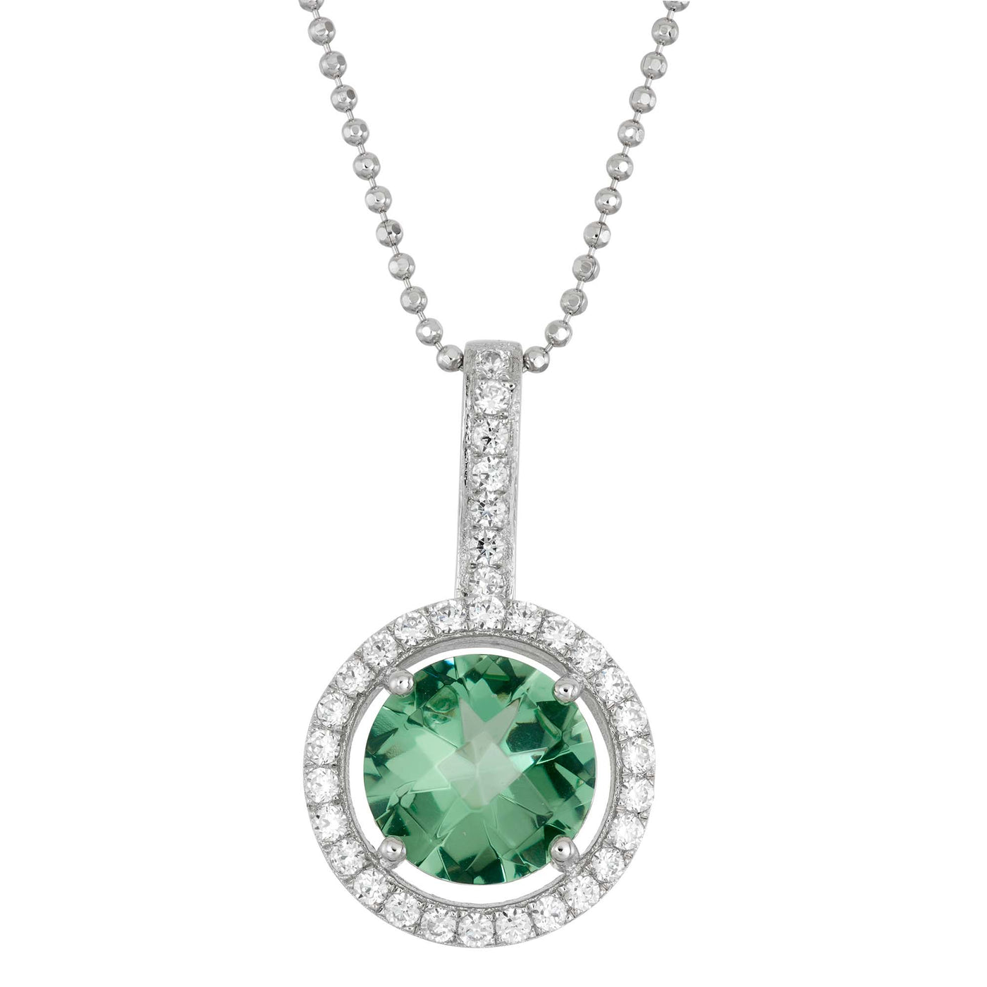 Rebecca Sloane Silver Drop Pendant with Green Obsidian and CZ
