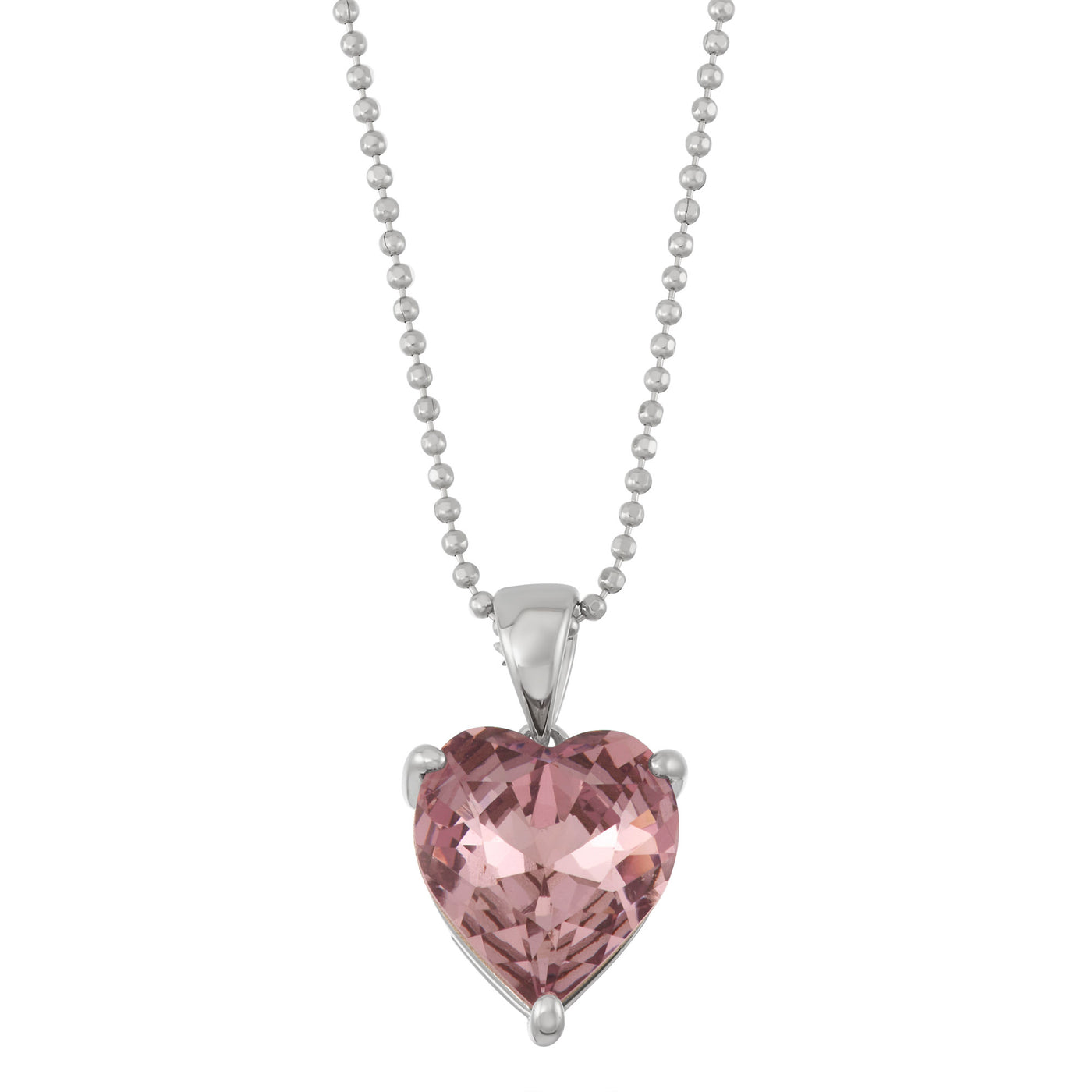 Rebecca Sloane Silver 11mm Light Amethyst Heart Crystal Pendant