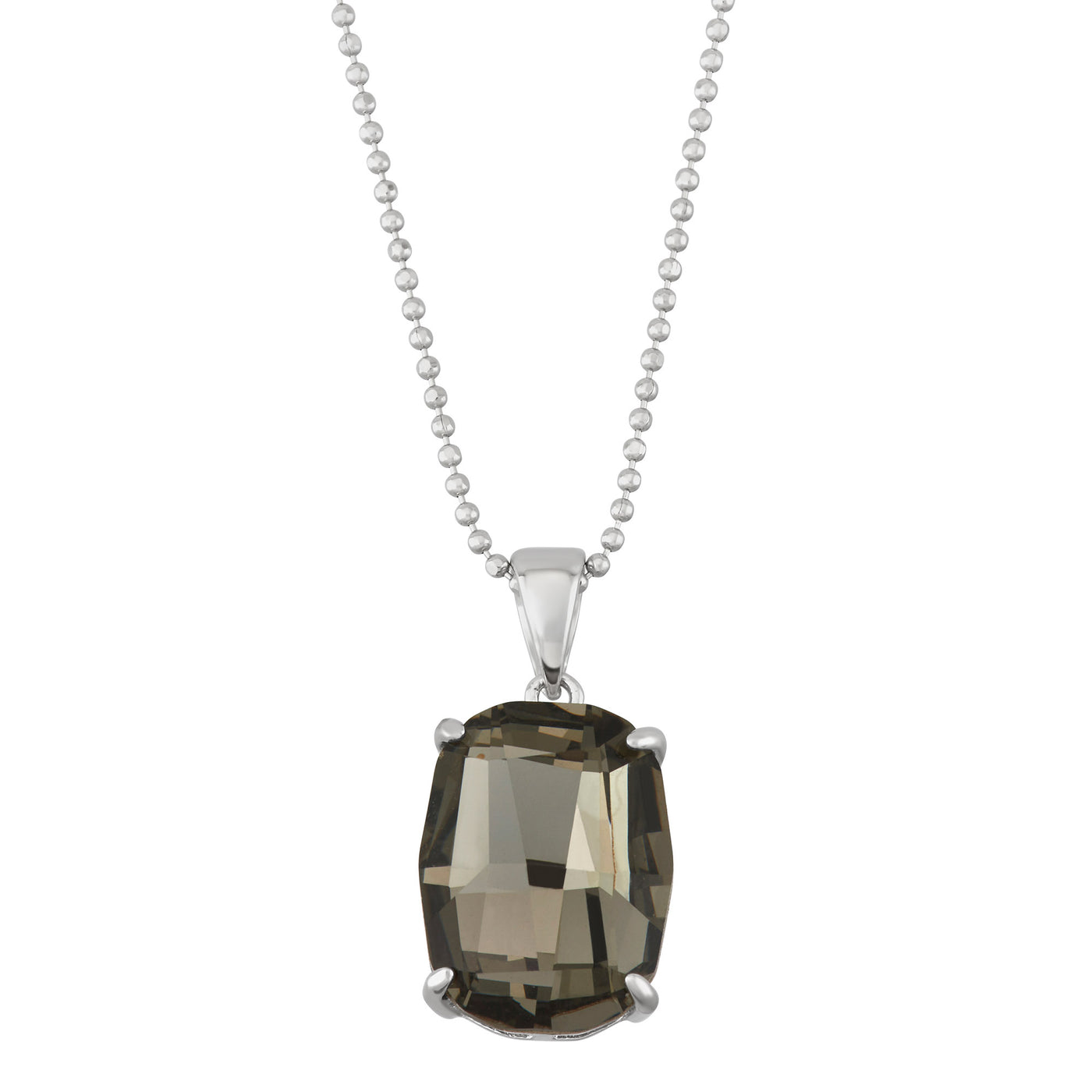 Rebecca Sloane Silver 14mm Oval Black Diamond Crystal Pendant