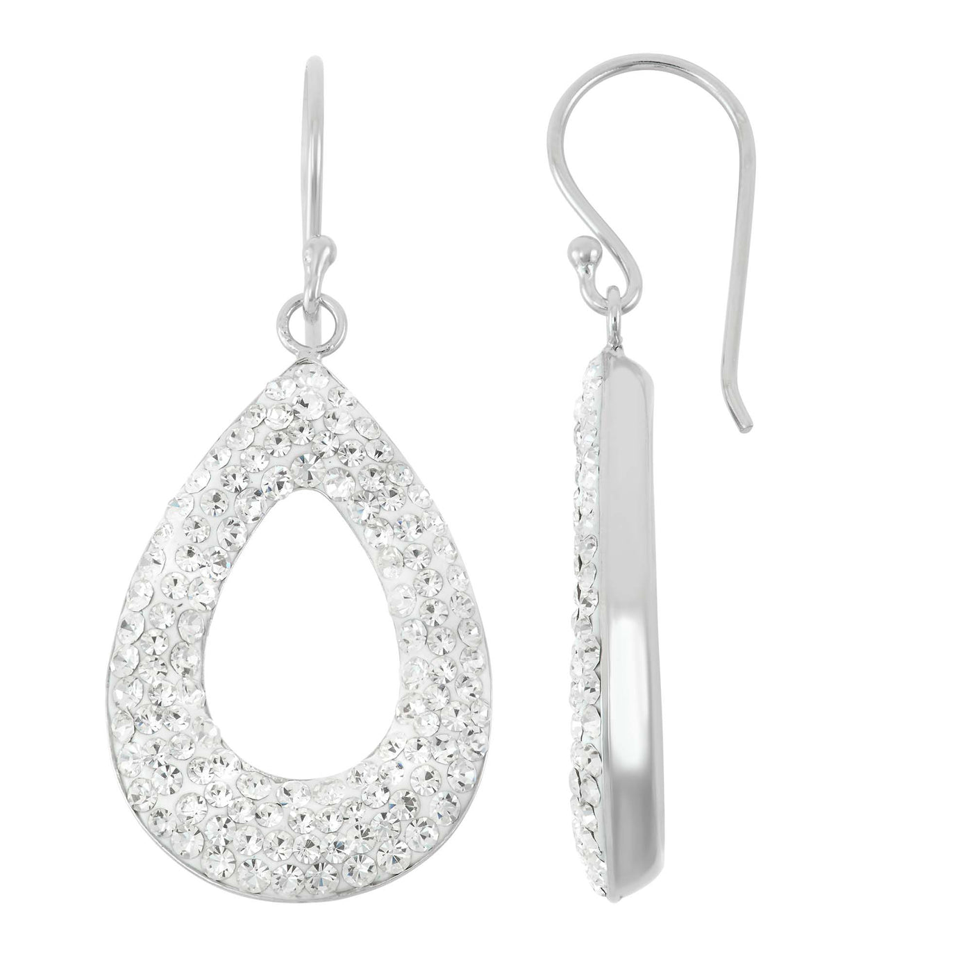 Rebecca Sloane Sterling Silver Earrings Studded White Crystals