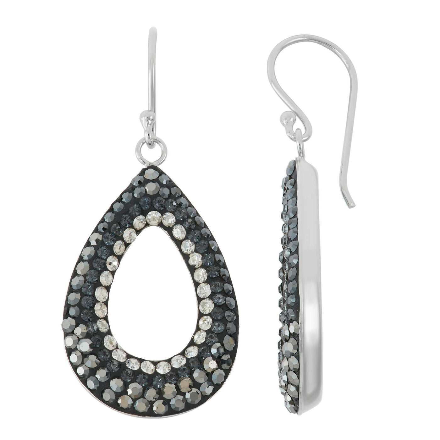 Rebecca Sloane Silver Earring Studded With Grey And Black Crystal