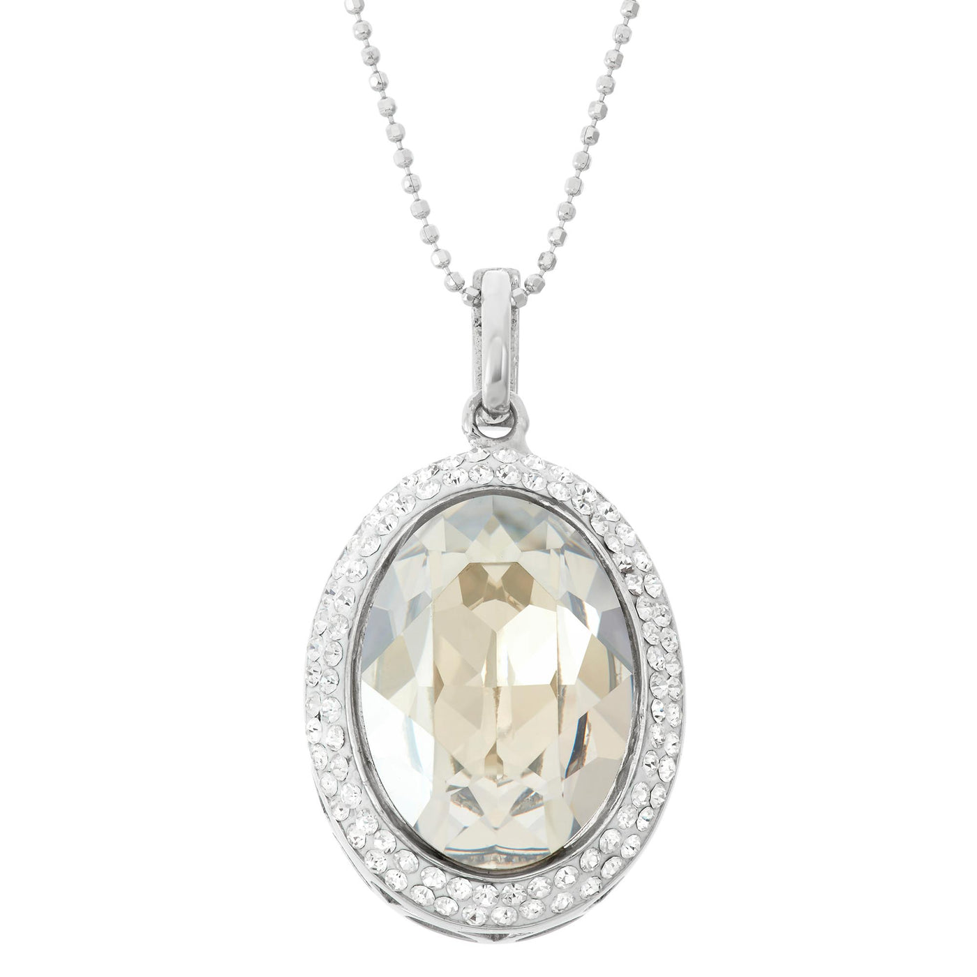 Rebecca Sloane Silver Oval Clear & Silver Shade Crystal Pendant