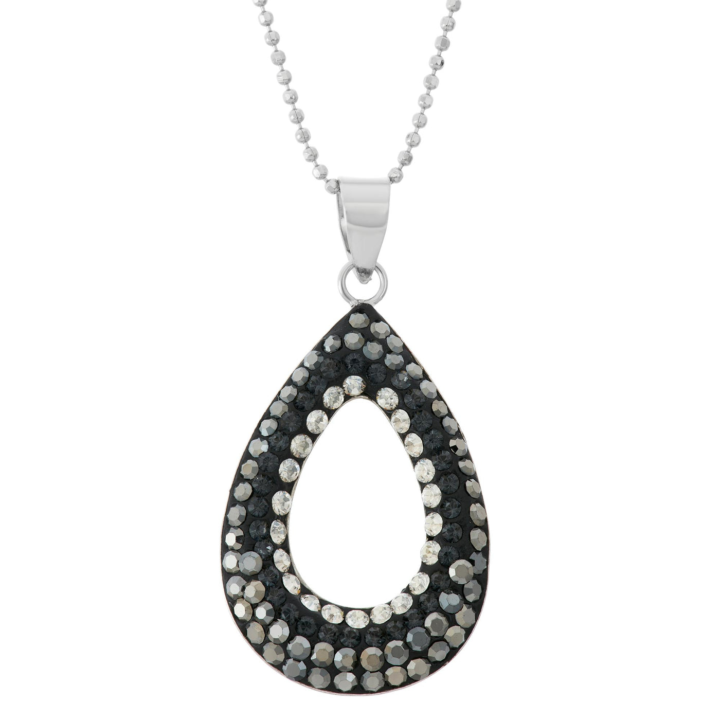 Rebecca Sloane Silver Pendant Studded With Grey And Black Crystal