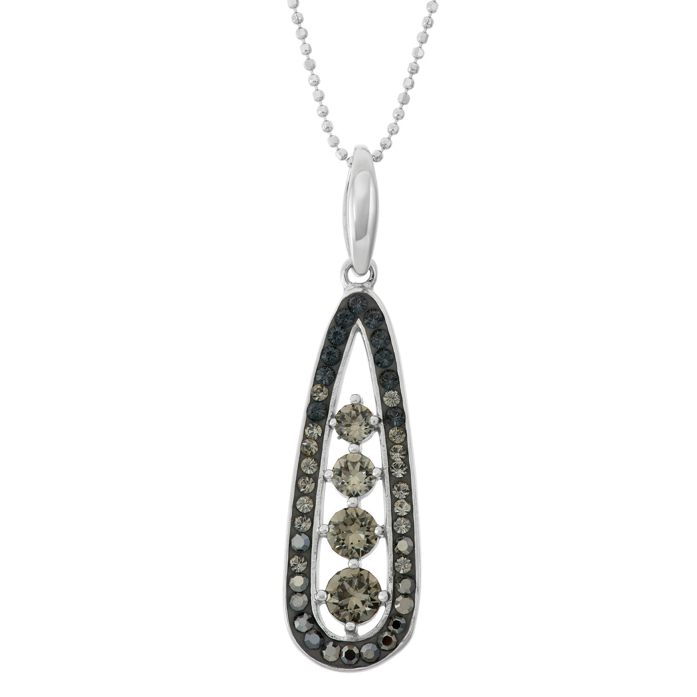 Rebecca Sloane Silver Pendant With Grey Shade Crystal
