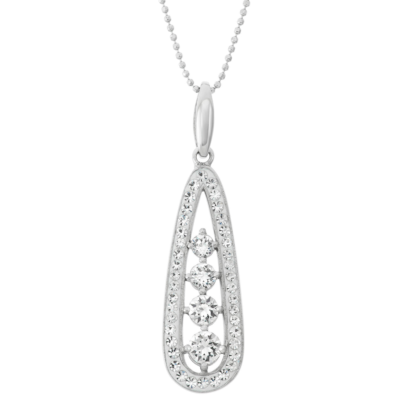 Rebecca Sloane Silver Pendant With White Crystal