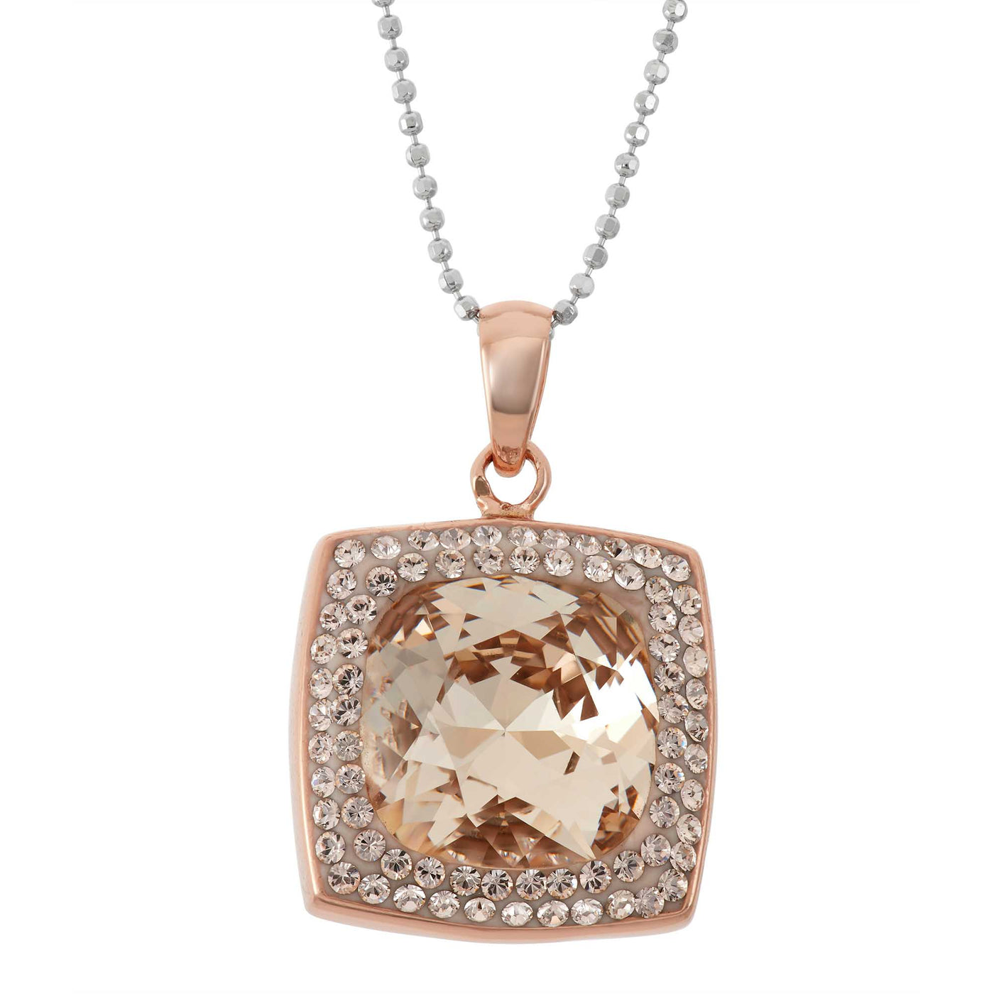 Rebecca Sloane Rose Gold Silver Pendant With Light Silk Crystal