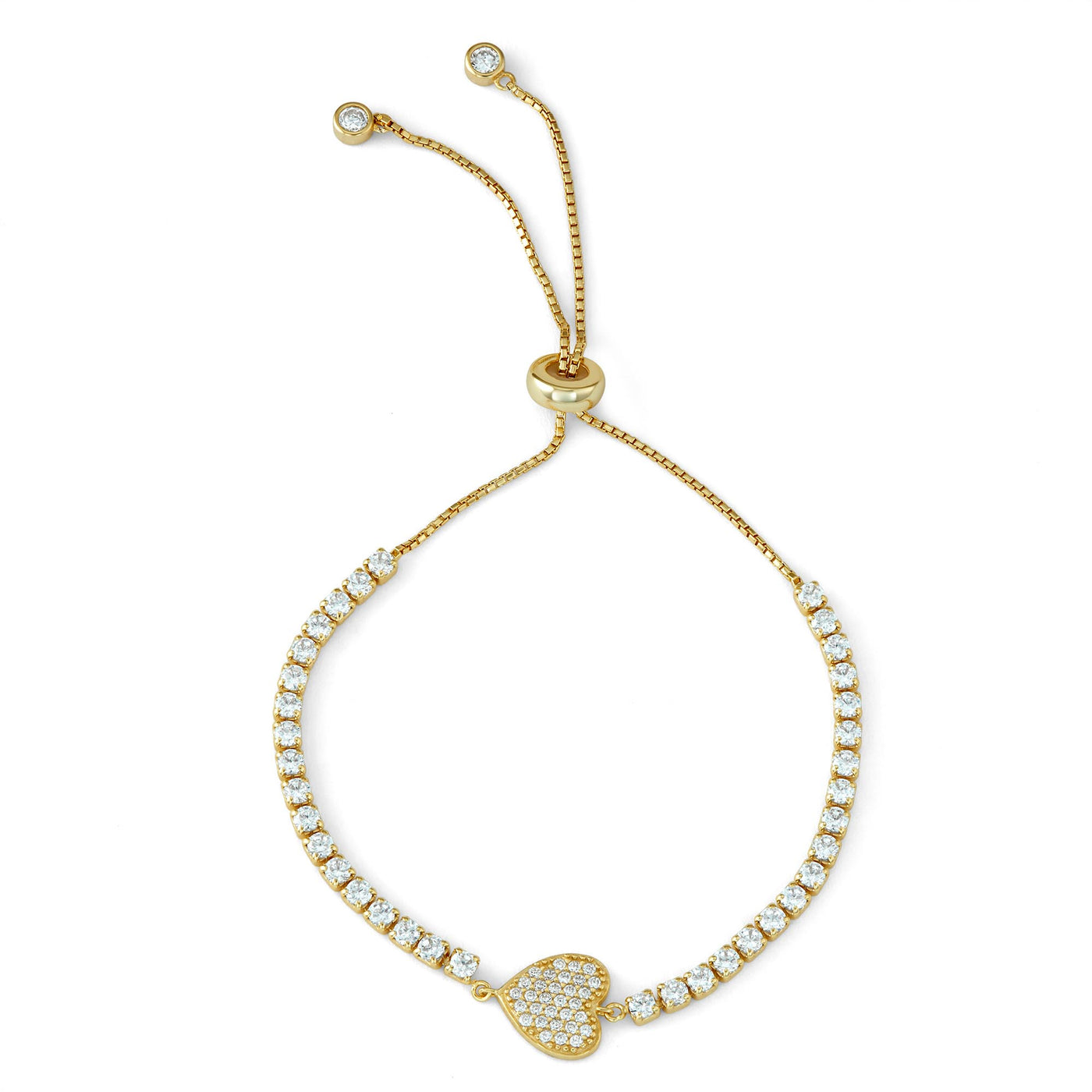 Rebecca Sloane Gold Plate Silver CZ Heart Drawstring Bracelet