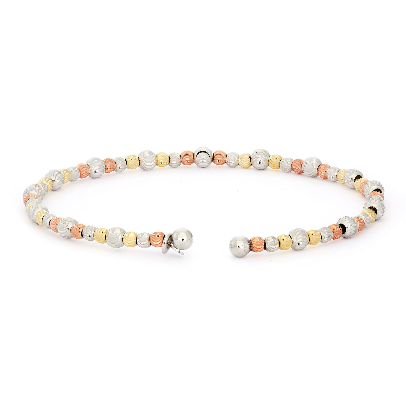 Rebecca Sloane Tri-Color Silver Bangle With Small And Large Beads