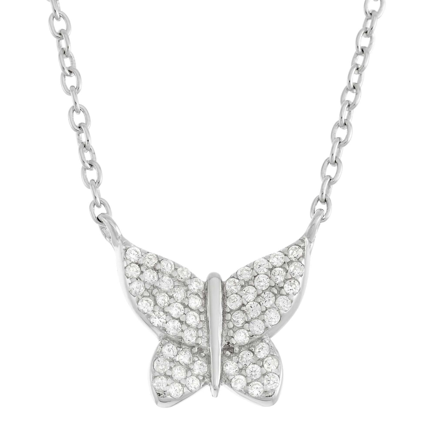 Rebecca Sloane Simple Butterfly Pendant With Cz Stones