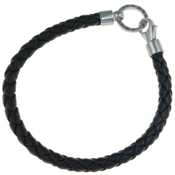 Rebecca Sloane Slim Black Braided Leather Charm Carrier Bracelet