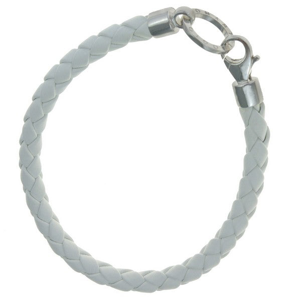 Rebecca Sloane Slim White Braided Leather Charm Carrier Bracelet