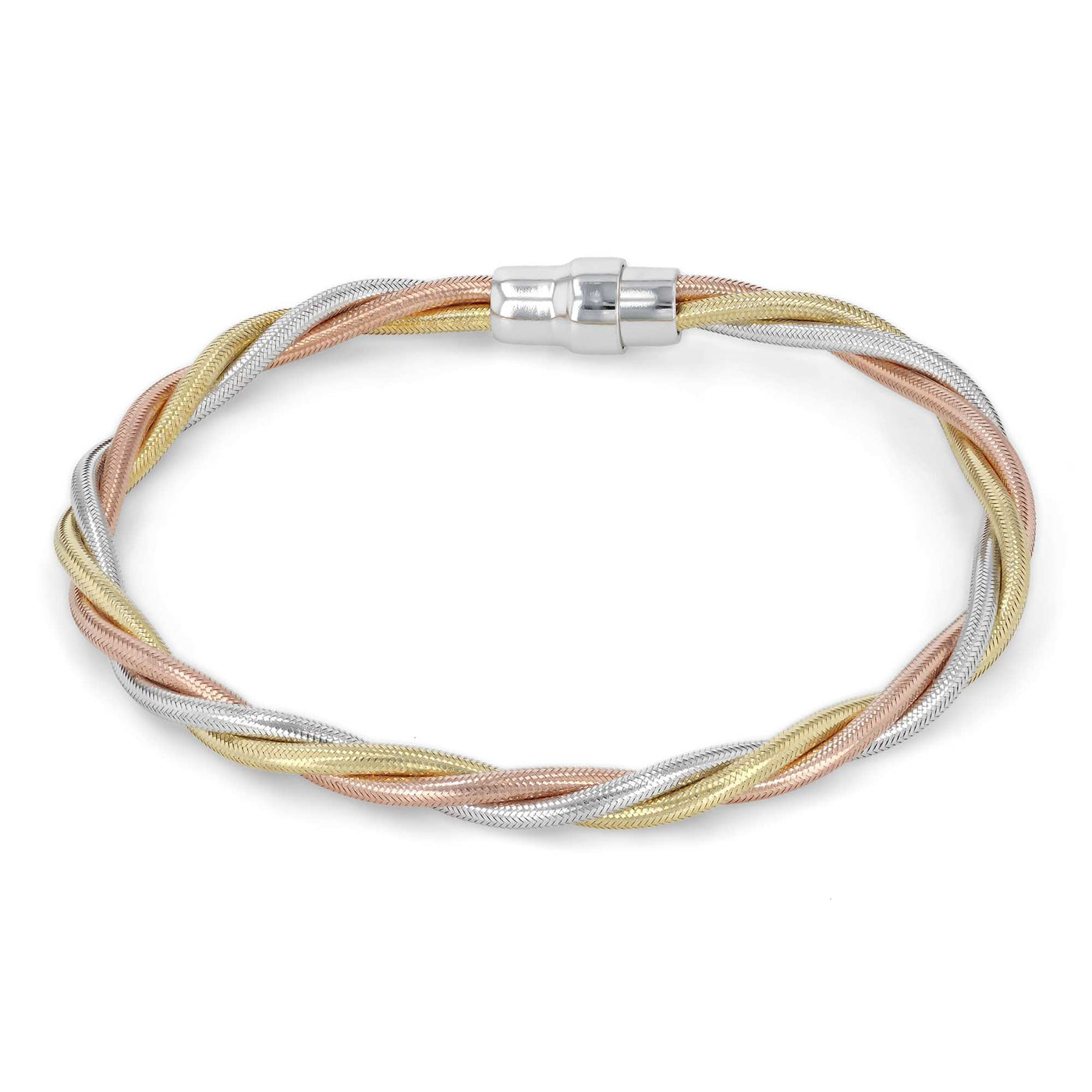 Rebecca Sloane Tri-Color Silver Three Strand Bracelet With Clasp