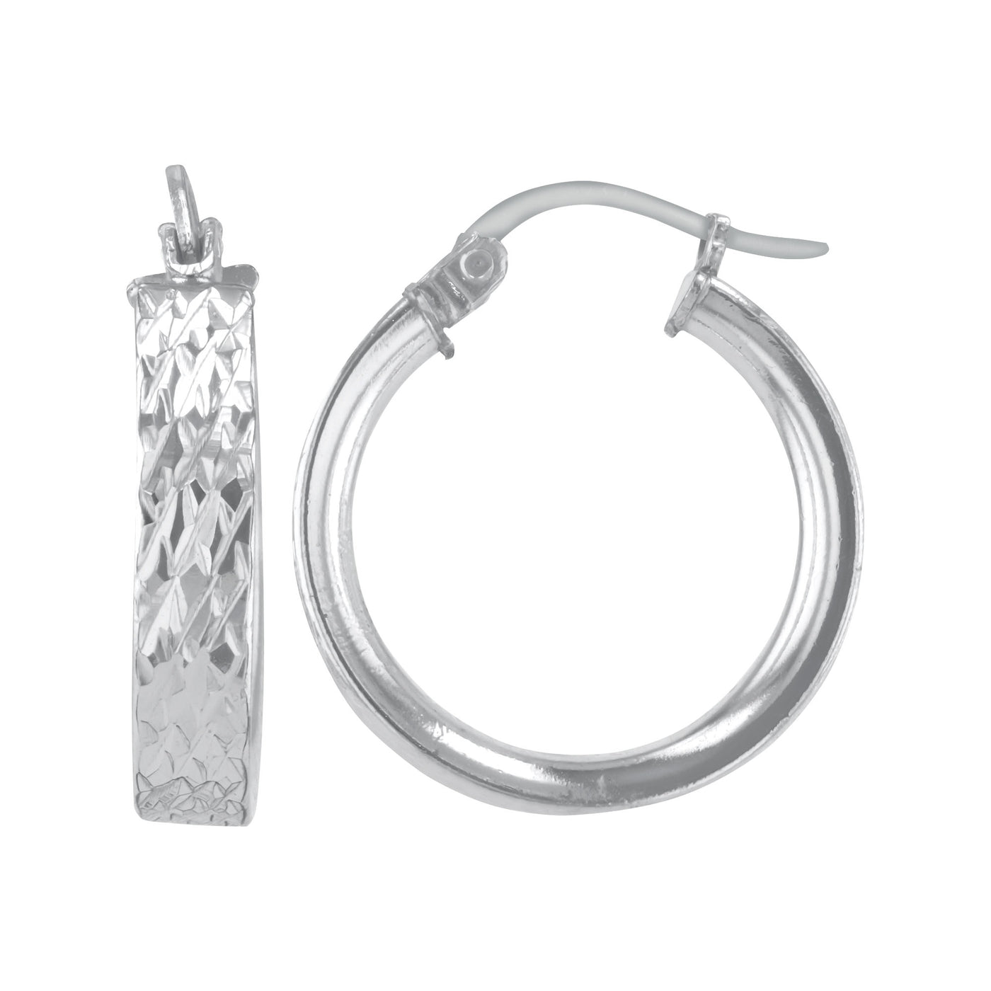Rebecca Sloane Sterling Silver 2.5mmx25mm Round Diamond Cut Tube Earrings