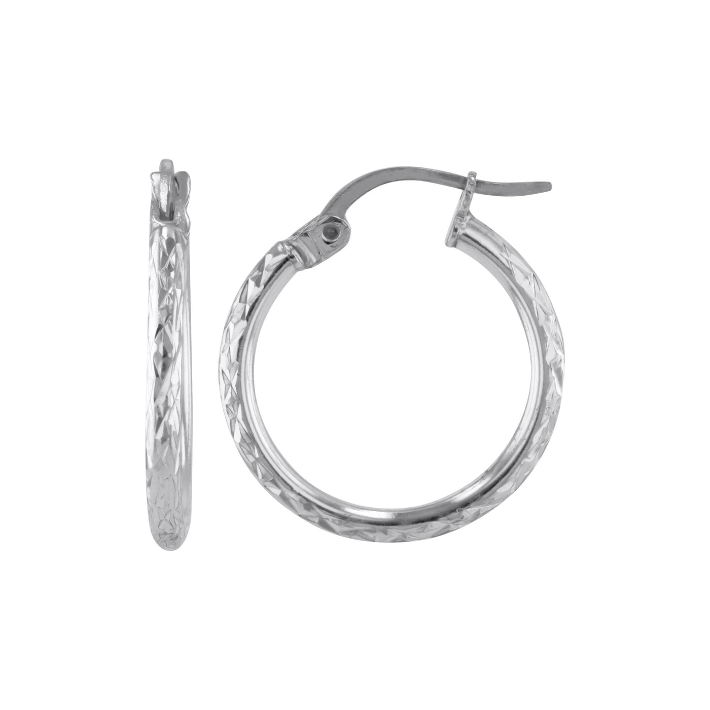 Sterling Silver 2 X 20 mm Round Diamond Cut Tube Earrings