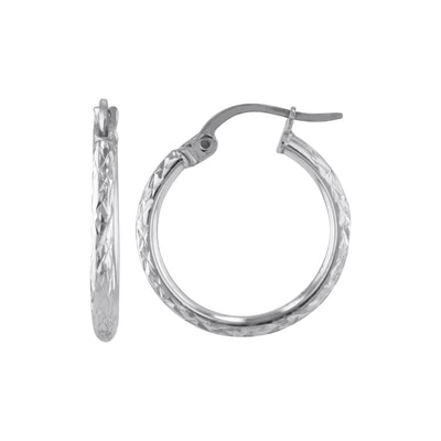 Sterling Silver 2mmx18mm Round Diamond Cut Tube Earrings