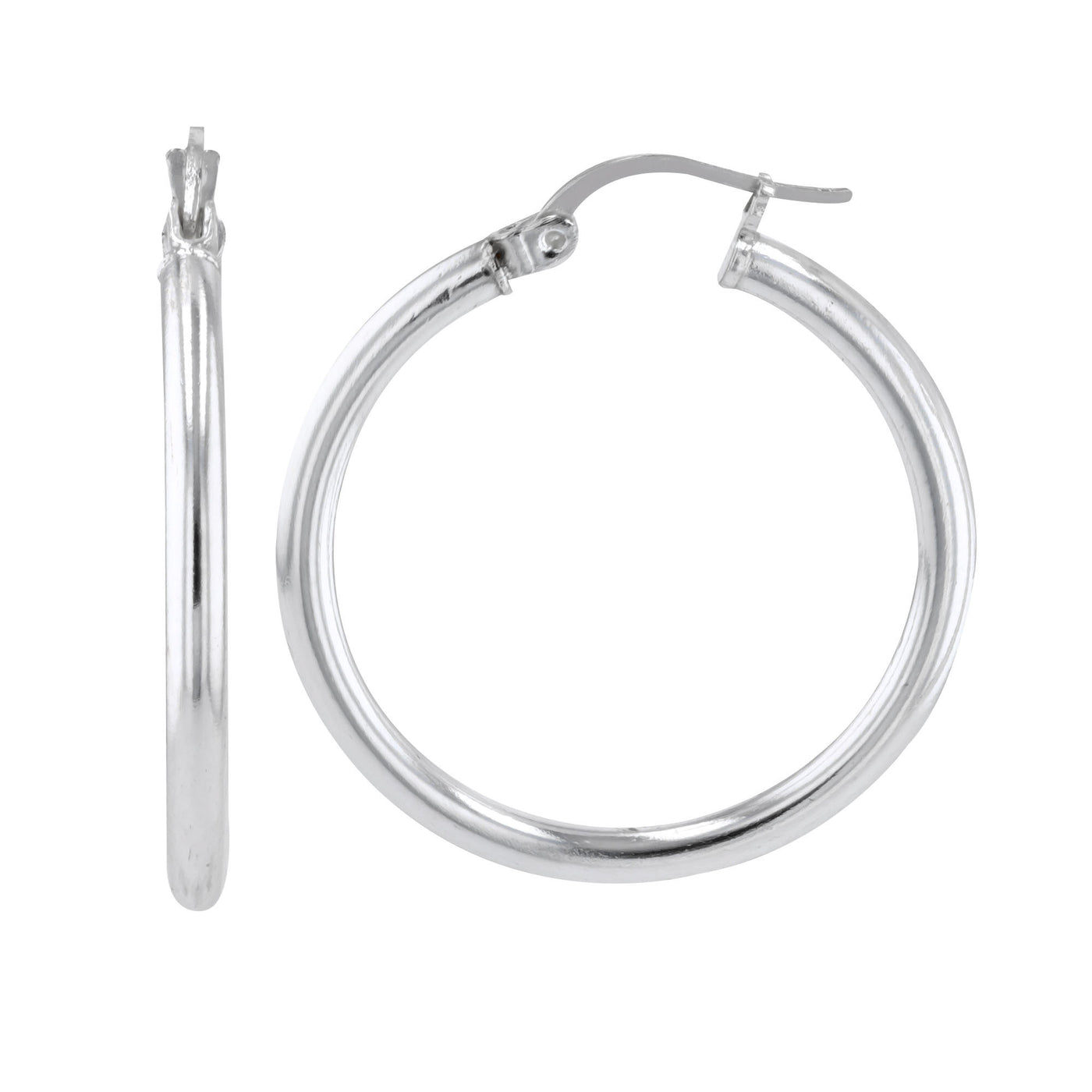 Sterling Silver 2mmx30mm Round Polished Tube Earrings
