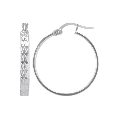 Sterling Silver 3mmx25mm Ribbon Tube Round Diamond Cut Earrings