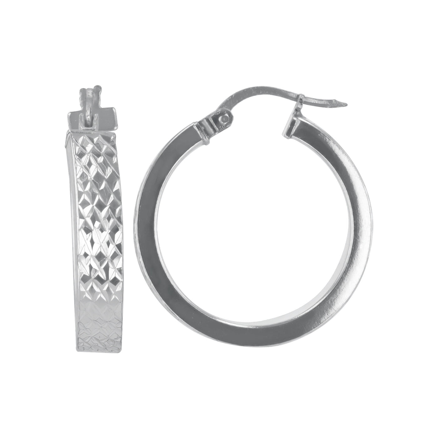Sterling Silver 3mmx25mm Ribbon Tubing Diamond Cut Earrings