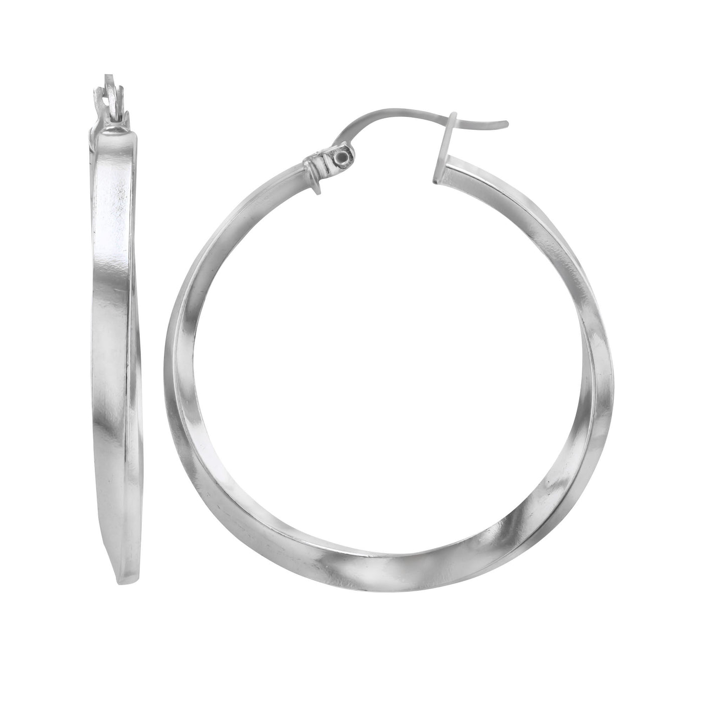 Sterling Silver 3mmx30mm Twisted Ribbon Polished Round Tube Earrings