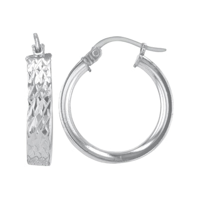Sterling Silver 4mmx20mm Ribbon Tube Diamond Cut Earrings