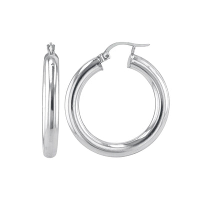 Sterling Silver 4mmx28mm Round Tube Round Shape Polished Earrings