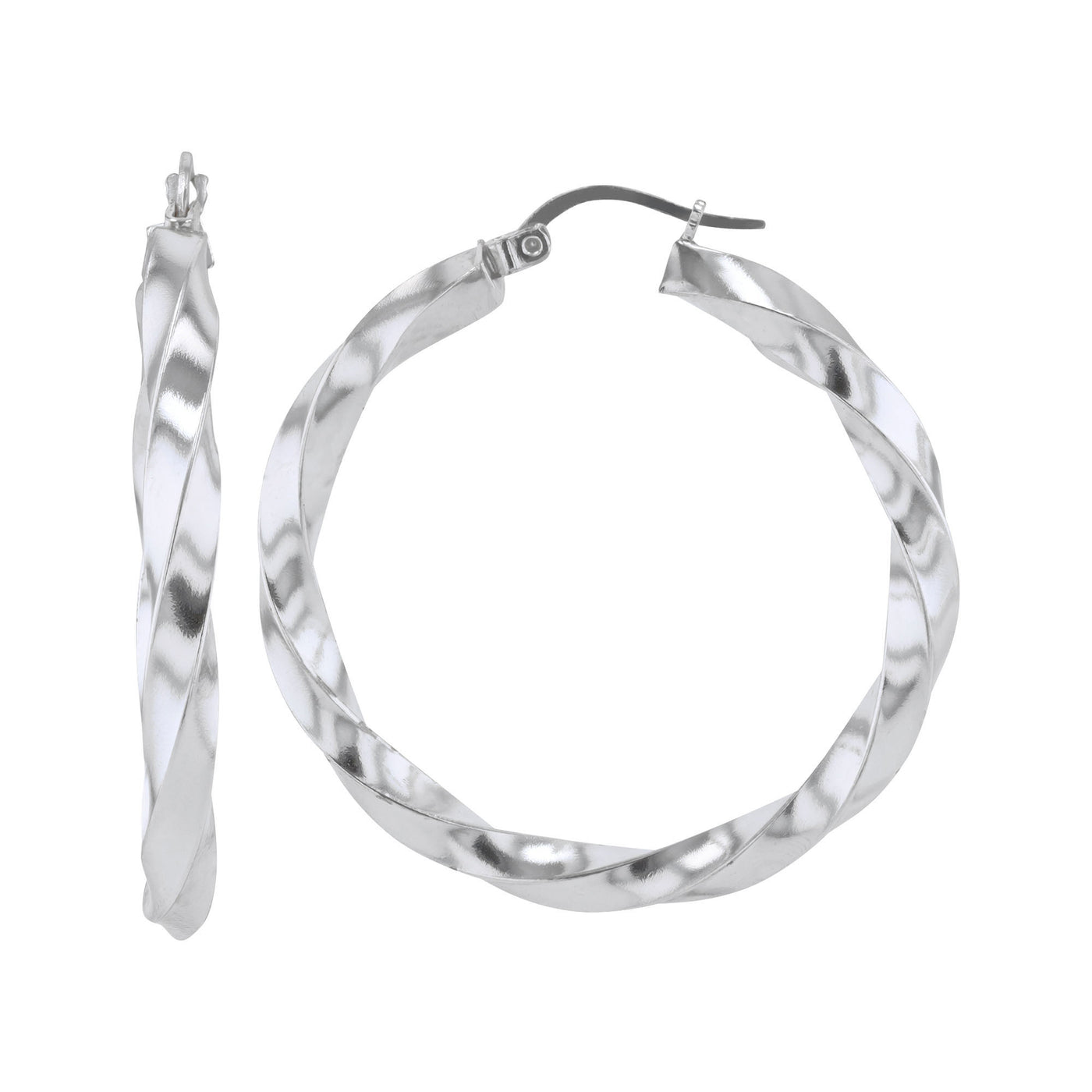 Sterling Silver 4mmx40mm Square Twisted Polished Tube Earrings