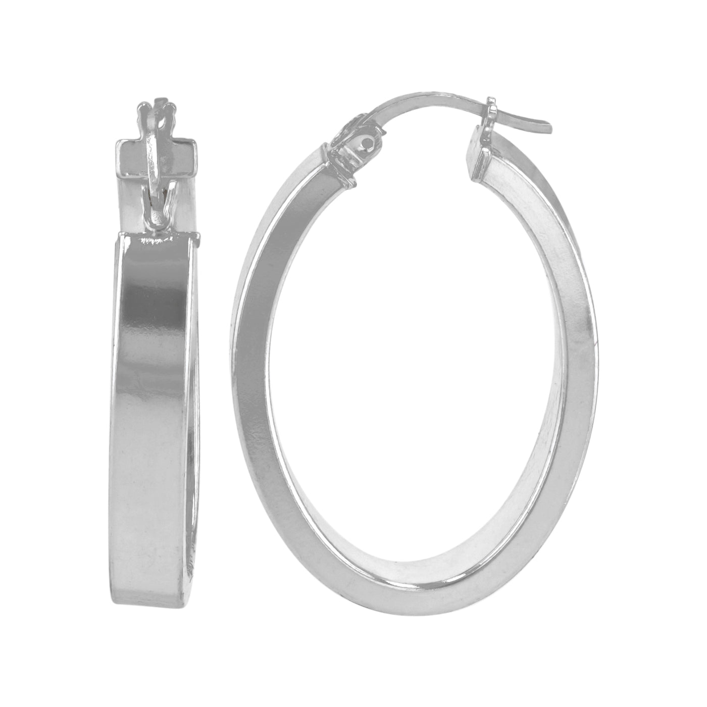 Rebecca Sloane Sterling Silver 5mmx25mm Ribbon Oval Shaped Polished Tube Earrings