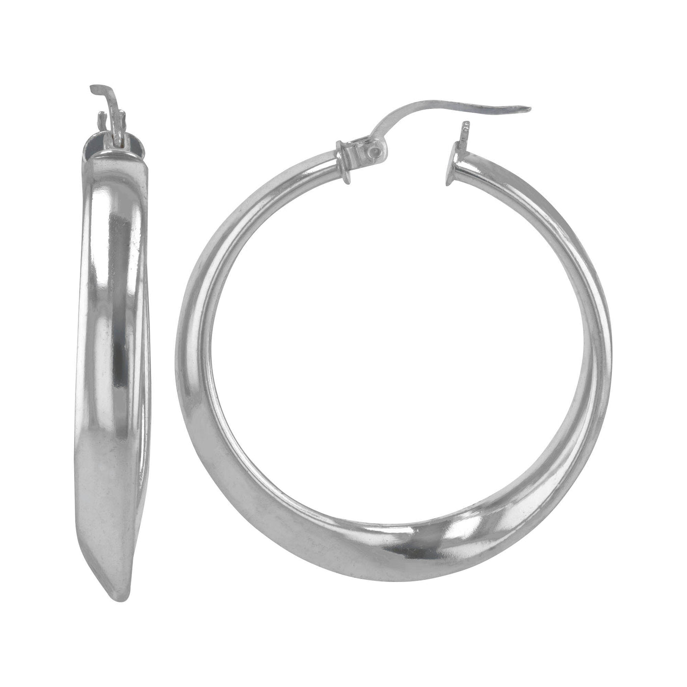Sterling Silver 5mmx30mm Twisted Obelesque Polished Round Tube Earrings