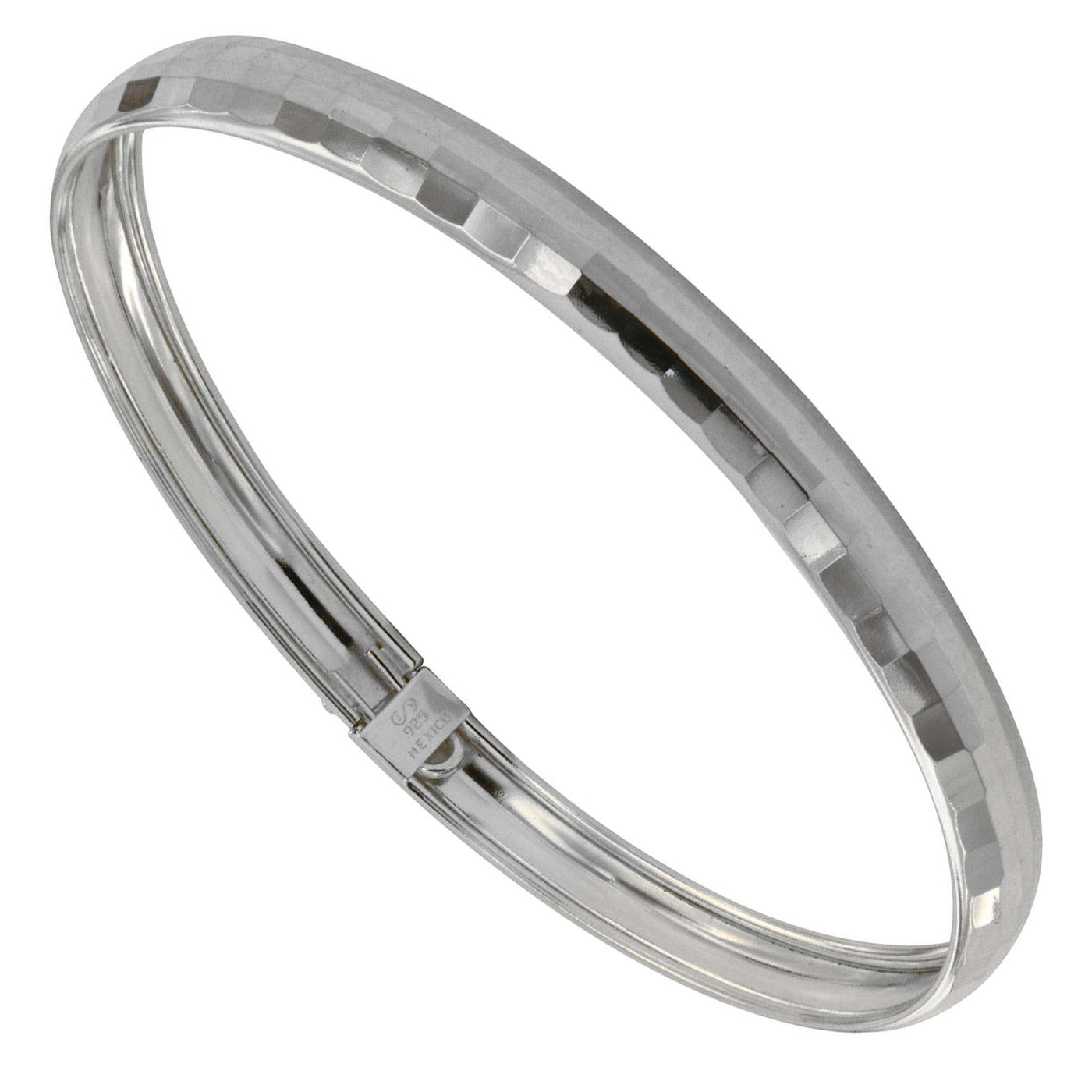 Sterling Silver 6mm Faceted Diamond Cut Sheet Bangle