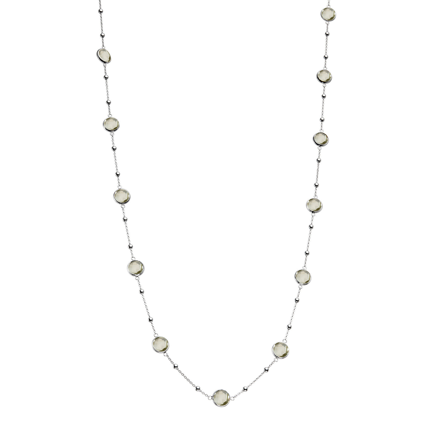 Rebecca Sloane Silver Station Necklace With Round Green Amethyst 
