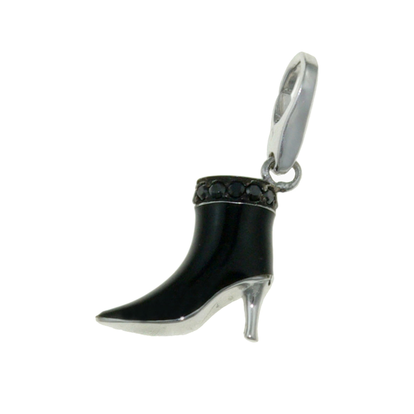 Rebecca Sloane Sterling Silver Boot With Black CZ Charm